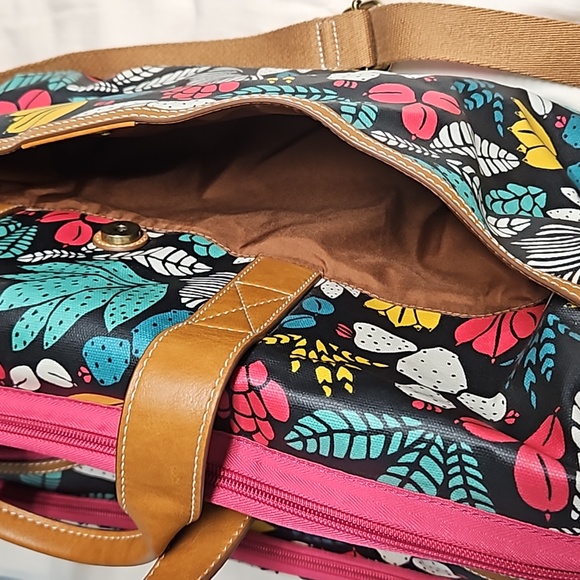 Fossil Eliza Weekender overnight travel bag / duffle  multicolored succulents - Picture 8 of 14